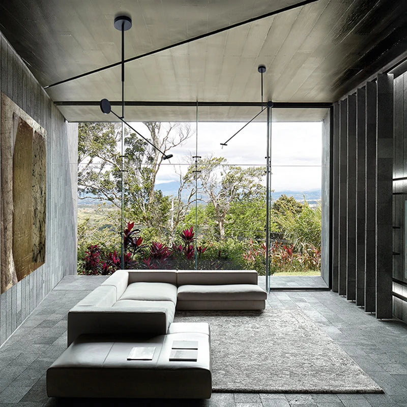 Minimalist black metal pendant light for interior decor - vue 5 sur 13
