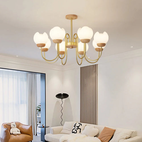lustre nordique en bois massif pour décoration intérieure élégante