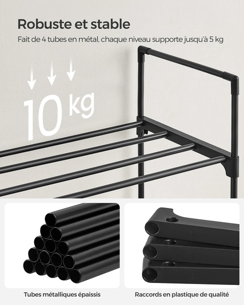 SONGMICS Shoe Rack 3 Tier, Metal Shoe Rack for 12-15 Pairs, Stackable, Hallway, Living Room, Bedroom, 30 x 92 x 55 cm - vue 5 sur 7