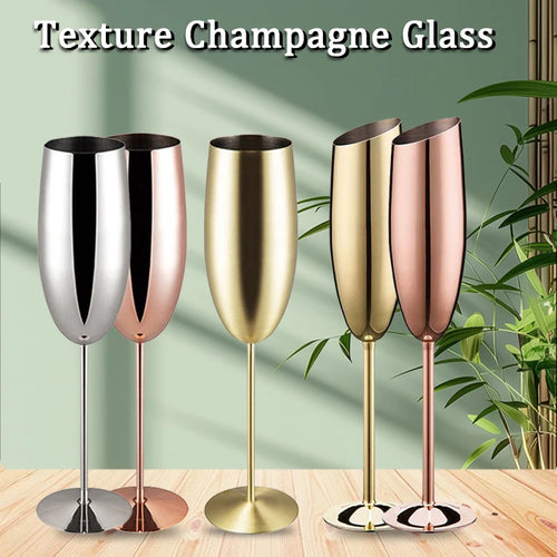 Verre champagne acier inoxydable texturé style bar fête