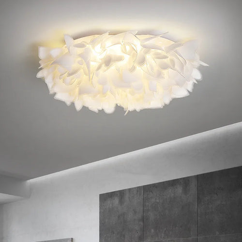 Plafonnier LED chic nordique fleurs blanches