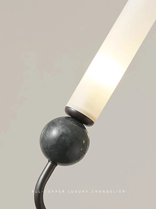 Vintage luxury marble and copper LED pendant chandelier - vue 6 sur 10