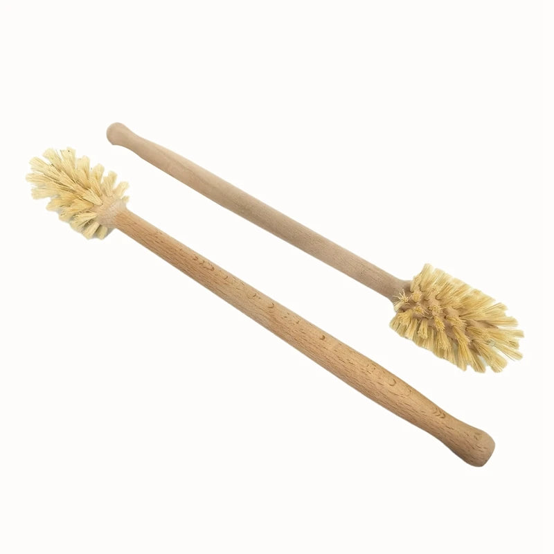 Toilet Brush, 2 Pack Wood Toilet Brush Made Of Beechwood, Strong Hemp Bristles With 360° Cleaning Power - vue 6 sur 7
