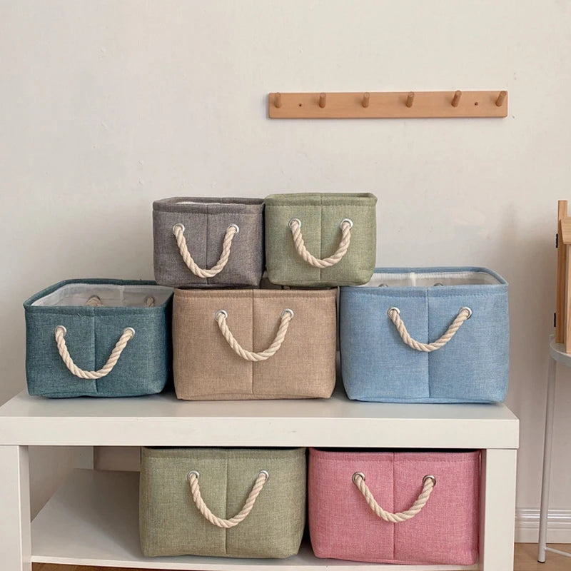 boîte de rangement en lin pour vêtements et jouets divers - vue 2 sur 12