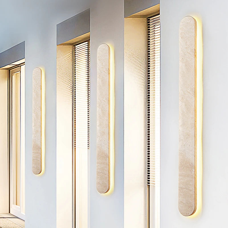 Scandinavie Wabi Sabi Hôtel Couloir Cour Entrée Moderne Pierre Naturelle Extérieure Beige 40CM LED Applique Étanche Appliques Murales - vue 5 sur 7