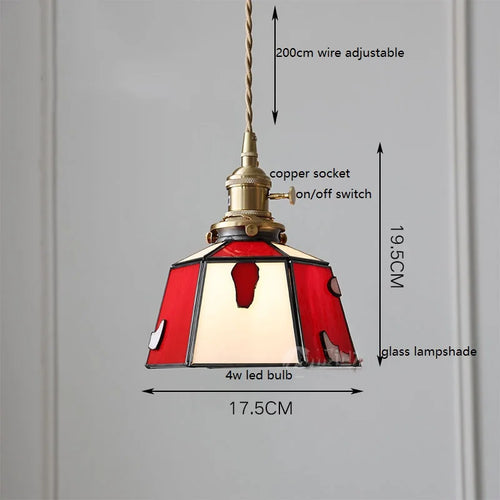 Nordic vintage handheld lamp with coloured glass and copper - vue 29 sur 29