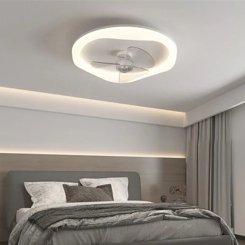 plafonnier led moderne avec ventilateur télécommandé et luminosité réglable - vue 4 sur 11