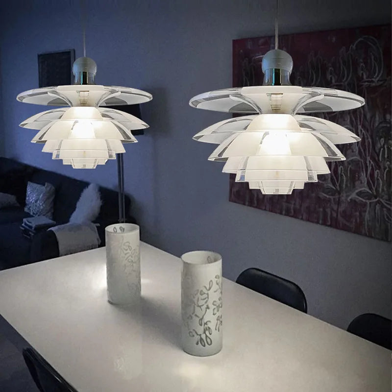 suspension style nordique en forme de pommes de pin abat-jour en verre - vue 5 sur 7