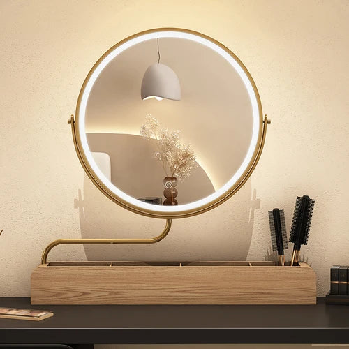 miroir décoratif à led rétro en bois pour maquillage - vue 11 sur 11