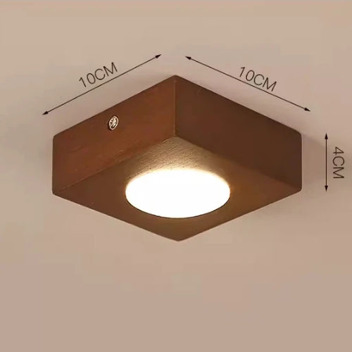 Plafonnier LED carré en bois et acrylique - vue 8 sur 7