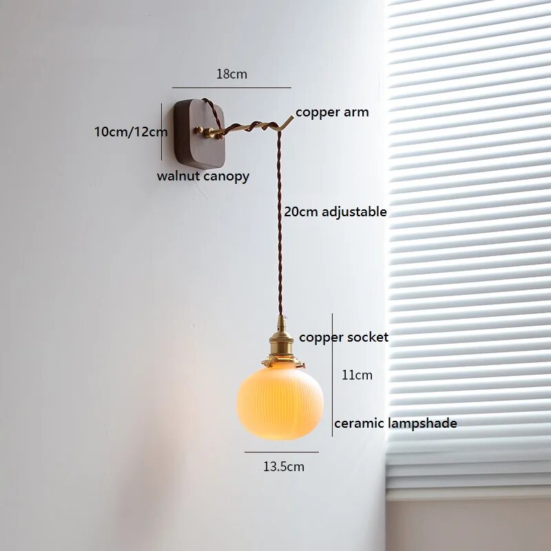 applique murale led noyer cuivre moderne baguette plug-in - vue 13 sur 23