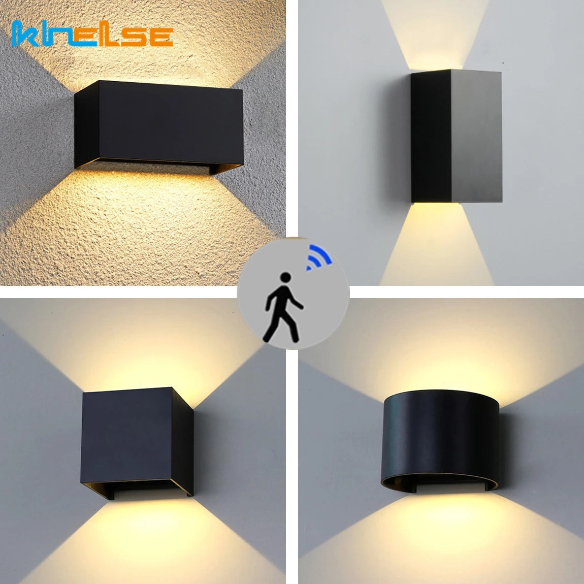 12W UP and Down Outdoor LED Wall Lamp PIR Motion Sensor Waterproof Garden Porch Light Adjustable Aluminum Wall Sconce Lighting - vue 3 sur 15