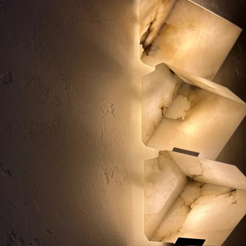 applique murale moderne en marbre avec lumières led