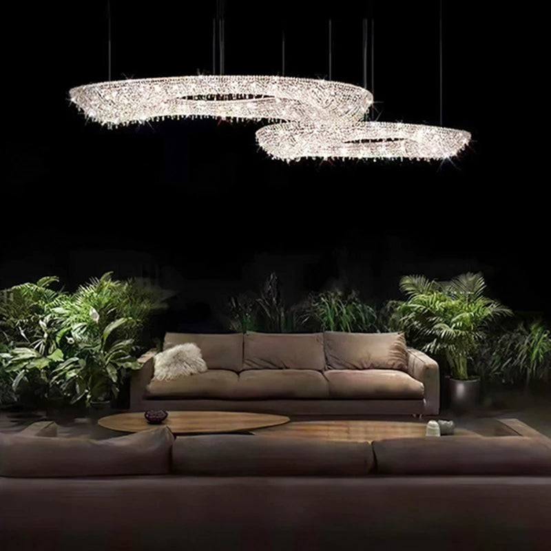 lustre en cristal transparent au design créatif et élégant - vue 3 sur 10