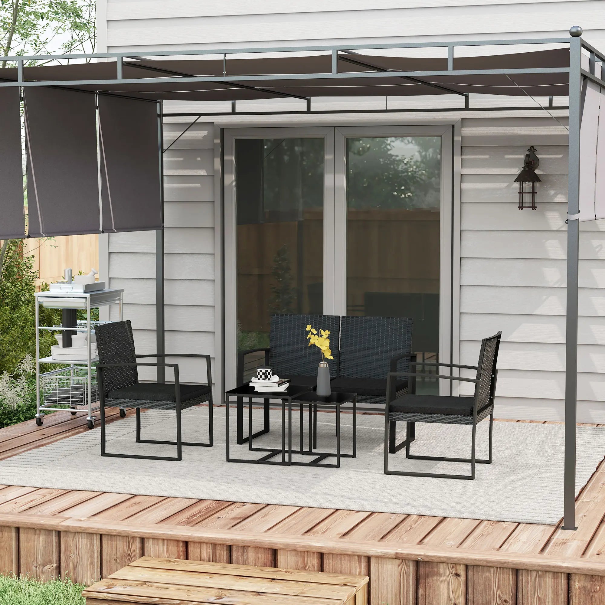 ensemble de meubles de jardin en rotin synthétique 5 pièces - vue 4 sur 6