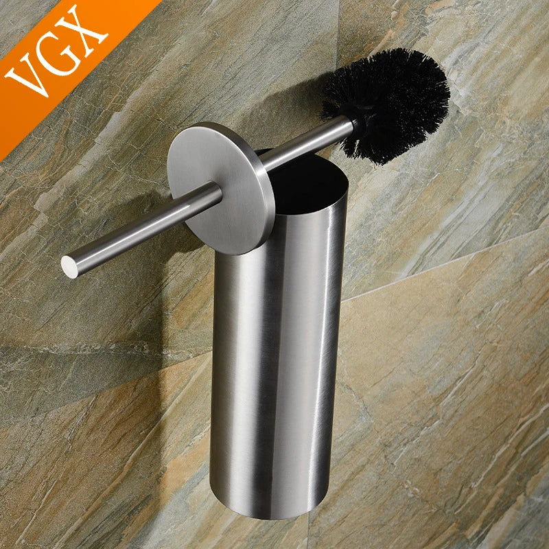 support mural porte-brosse de toilette en acier inoxydable brossé