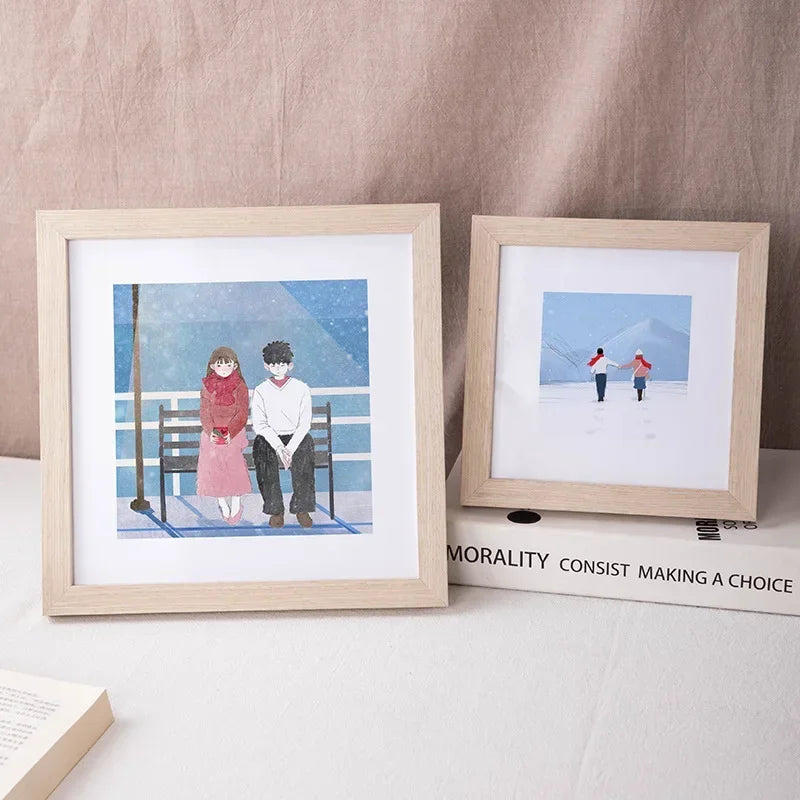 Minimalist Square Wooden Photo Frame, Stylish Desk Decoration, Display Frame for Art and Pictures, Home Decor, Family Photo Wall - vue 4 sur 7