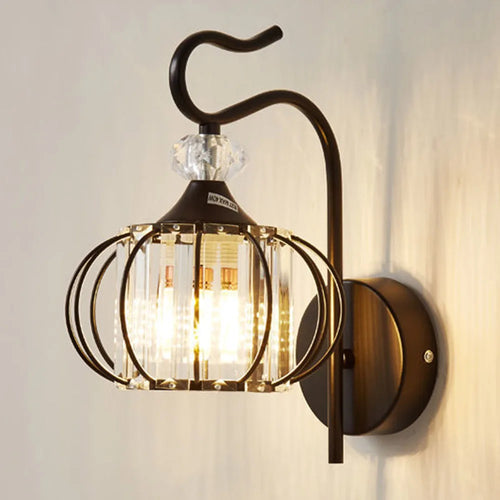 Glass wall lamp, iron art bedside lamp, simple accessories of living room, bedroom and dining room, E27 lamp