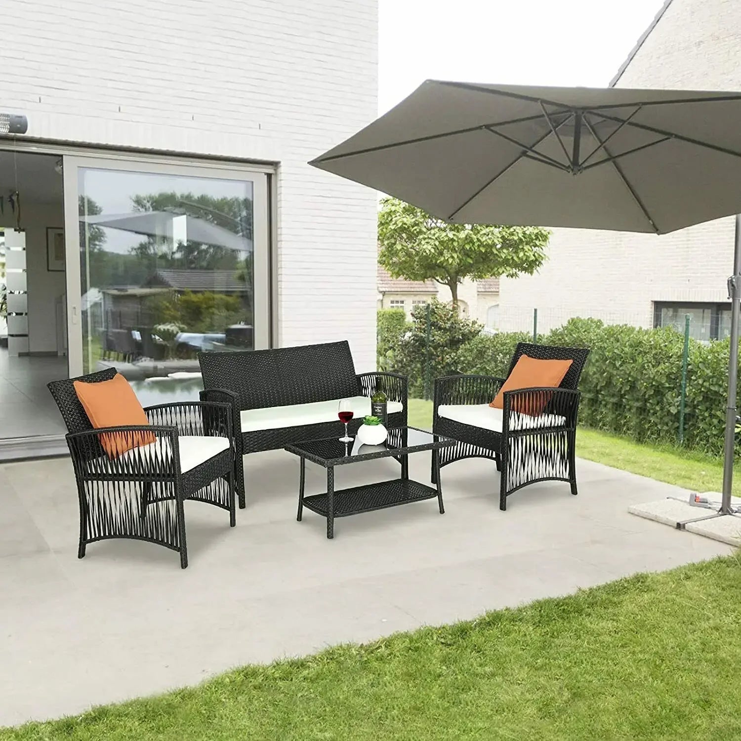 ensemble de meubles de jardin en rotin pour extérieur