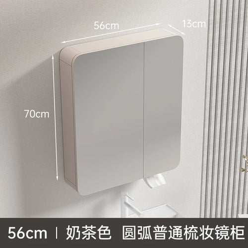 armoire circulaire en aluminium avec miroir éclairage intelligent et rangement - vue 10 sur 32