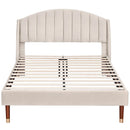 VSOGA Upholstered Bed 140*190 With Slatted Base And Headboard Teen Bed Single Bed Velvet, Beige