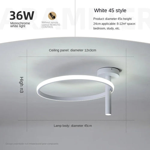 Modern minimalist LED ring ceiling light for home décor - vue 22 sur 24