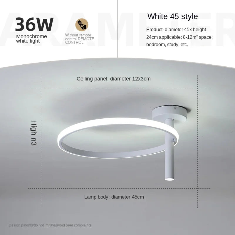 Modern minimalist LED ring ceiling light for home décor - vue 22 sur 24