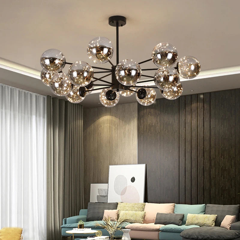 Nordique moderne LED lustre étoile magique haricot boule de verre salon chambre salle à manger cuisine plafonnier décoration de la maison - vue 2 sur 17