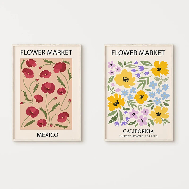 affiche de fleurs abstraction art nordique décoration murale moderne