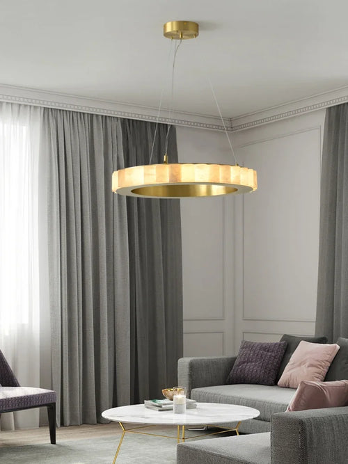 lustre moderne en duplex marbre naturel pour famille - vue 2 sur 8