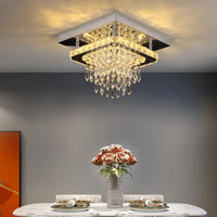Plafonnier LED en cristal et acier inoxydable