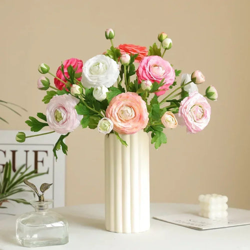 Realistic decorative silk lotus branch artificial flowers - vue 5 sur 12