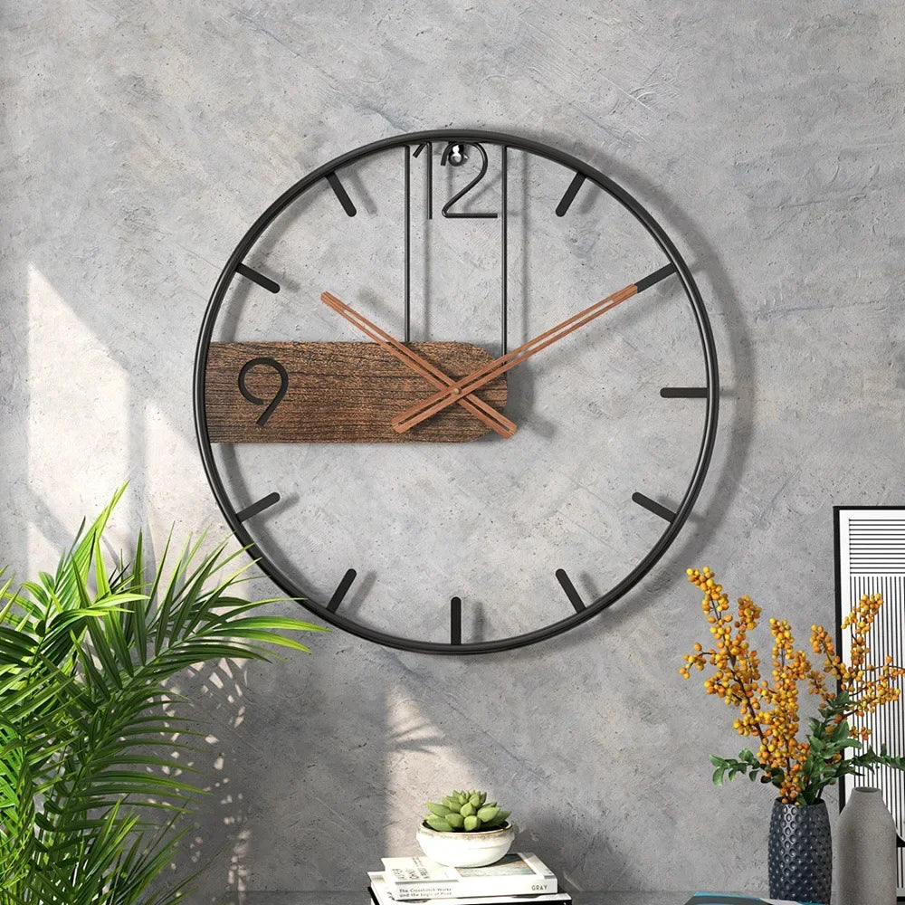 horloge murale en fer design rétro nordique créative décoration intérieure - vue 5 sur 6