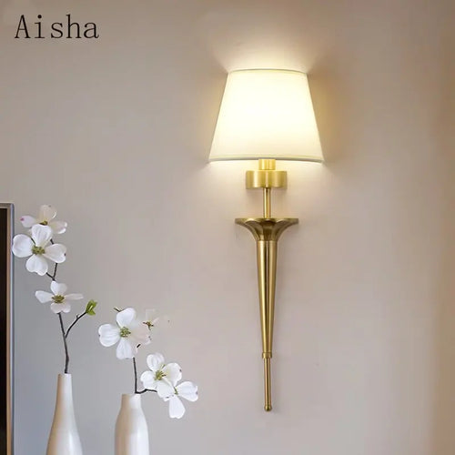Minimalist copper fabric wall lamp for luxury interior decoration - vue 2 sur 7