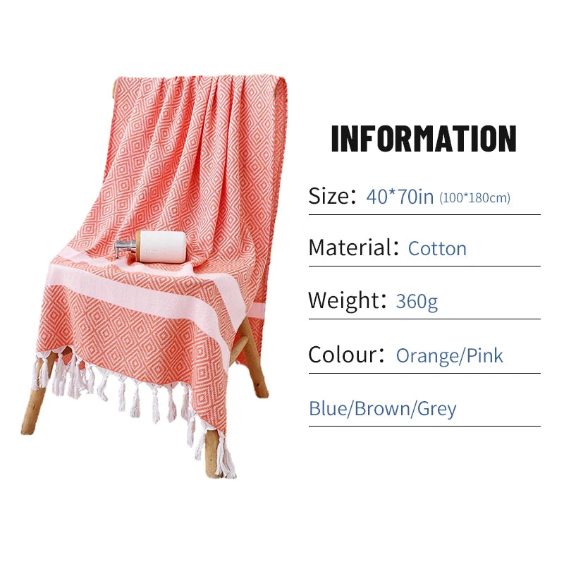 Turkish cotton beach towel with printed patterns - holiday style - vue 5 sur 7