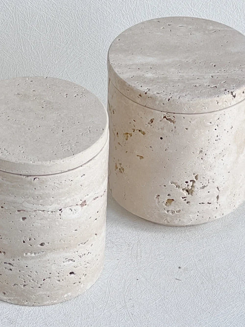 récipient en marbre wabi-sabi avec couvercle et boîte de rangement - vue 5 sur 7