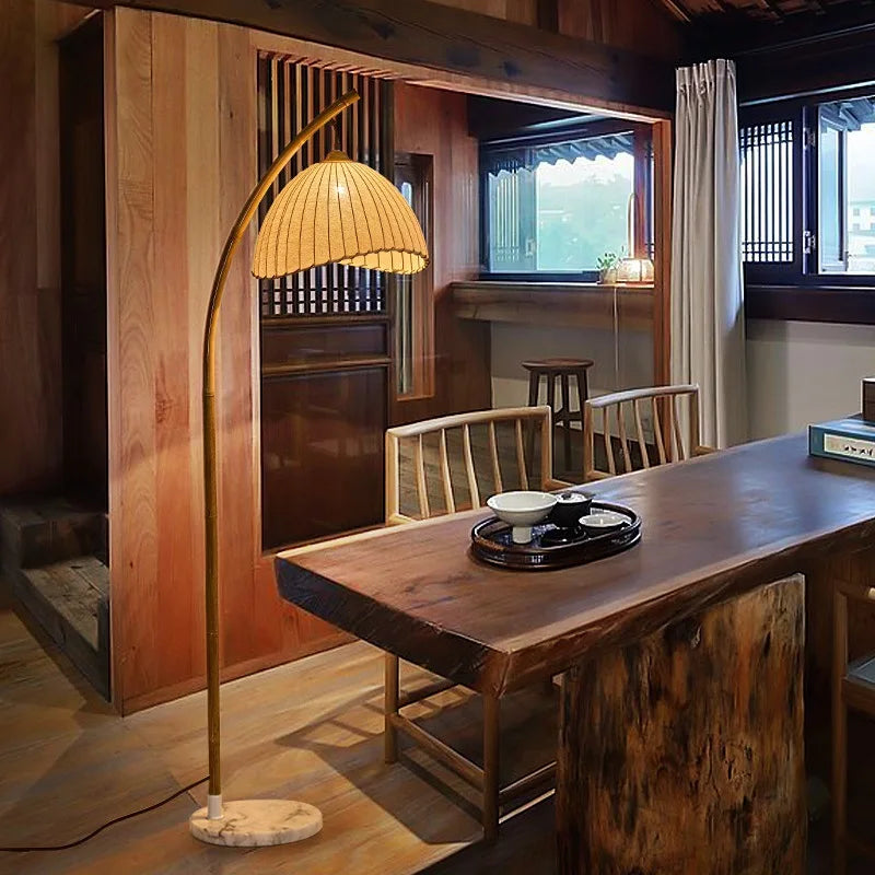 Wabi Sabi toile abat-jour lampadaire LED nordique bambou Design métal lampadaire nordique minimalisme salon Lustre lampe - vue 5 sur 8