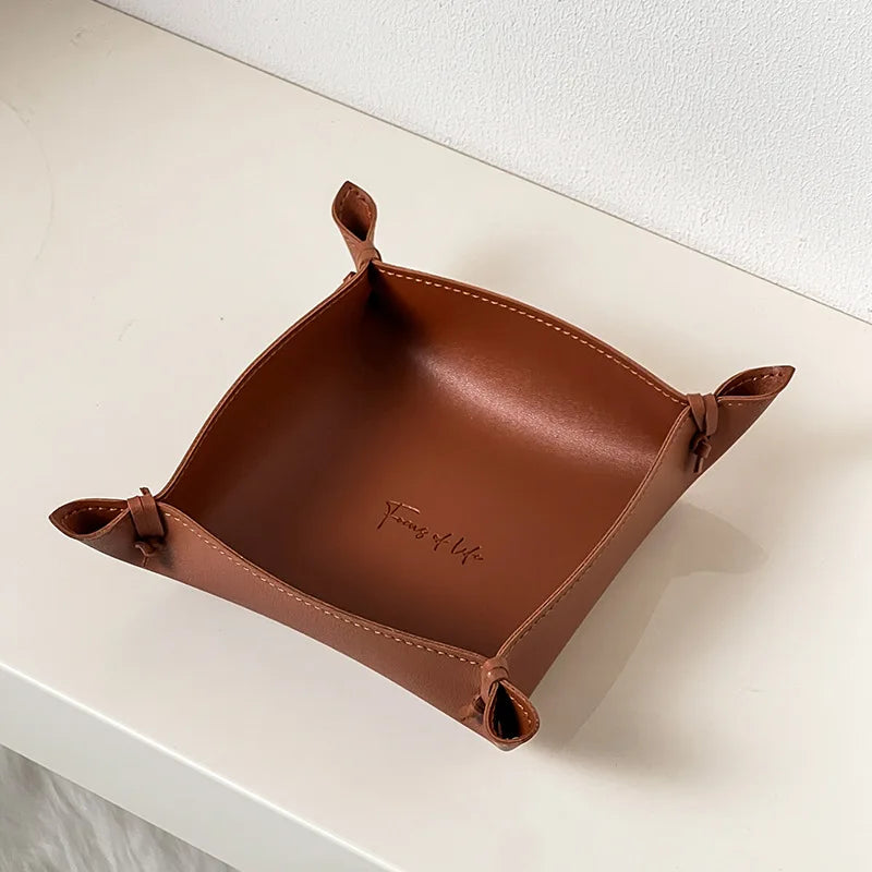 plateau de rangement en cuir pour dés bijoux et clés - vue 10 sur 14