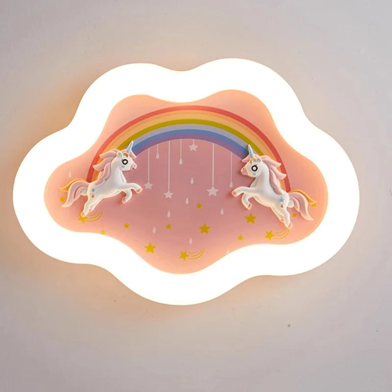lustre nuage arc-en-ciel avec cheval pour chambre d'enfant - vue 5 sur 10