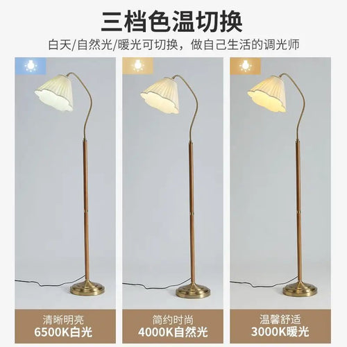 Lampadaire bois massif rétro japonais luxe haut gamme bureau chambre - vue 7 sur 8