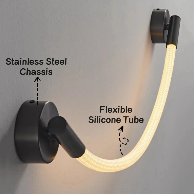 applique murale led minimaliste en silicone et fibre tissée - vue 4 sur 13