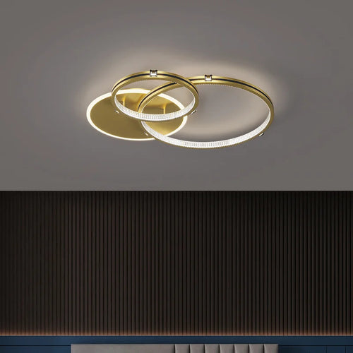Modern minimalist gold LED ceiling light for indoor and outdoor use - vue 2 sur 10
