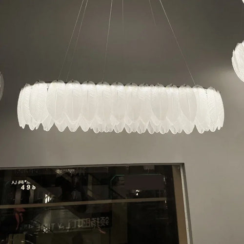 lustre led nordique en verre cristal et plumes décoratif d'intérieur
