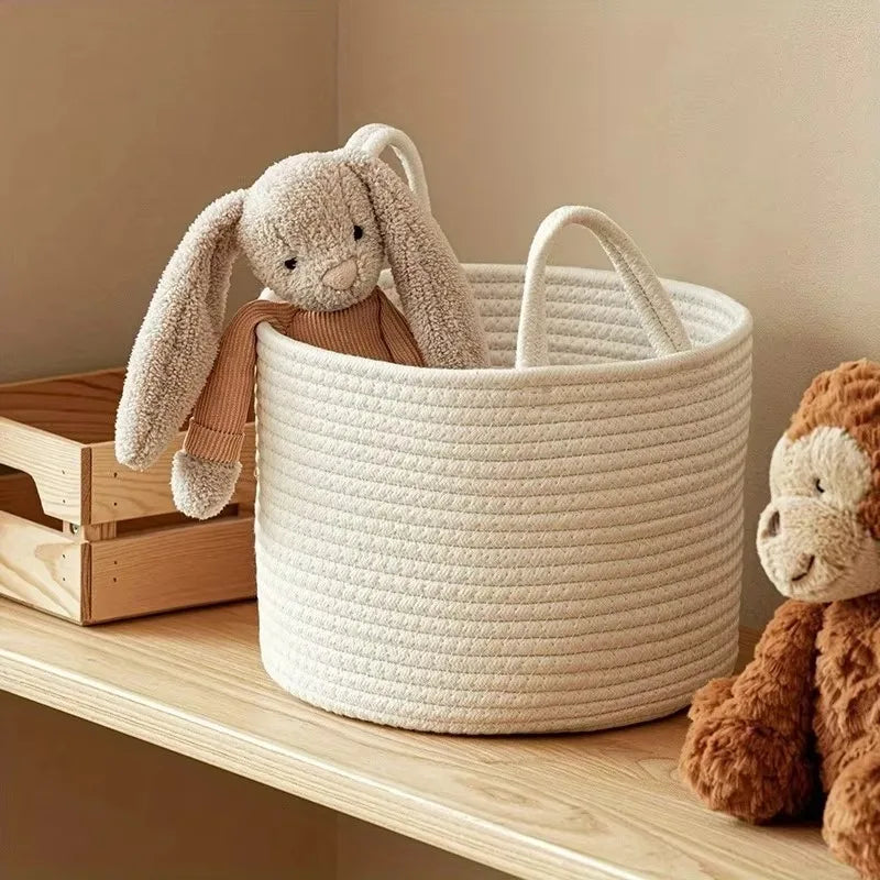 panier de rangement jouets bébé et enfant en corde de coton - vue 4 sur 6