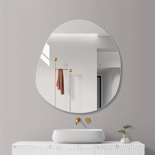 Ellipse Irregular Bathroom Acrylic Shatterproof Mirrors, Wall Mirror, Non Glass Mirror Decor for Bedroom, Living Room - vue 2 sur 6
