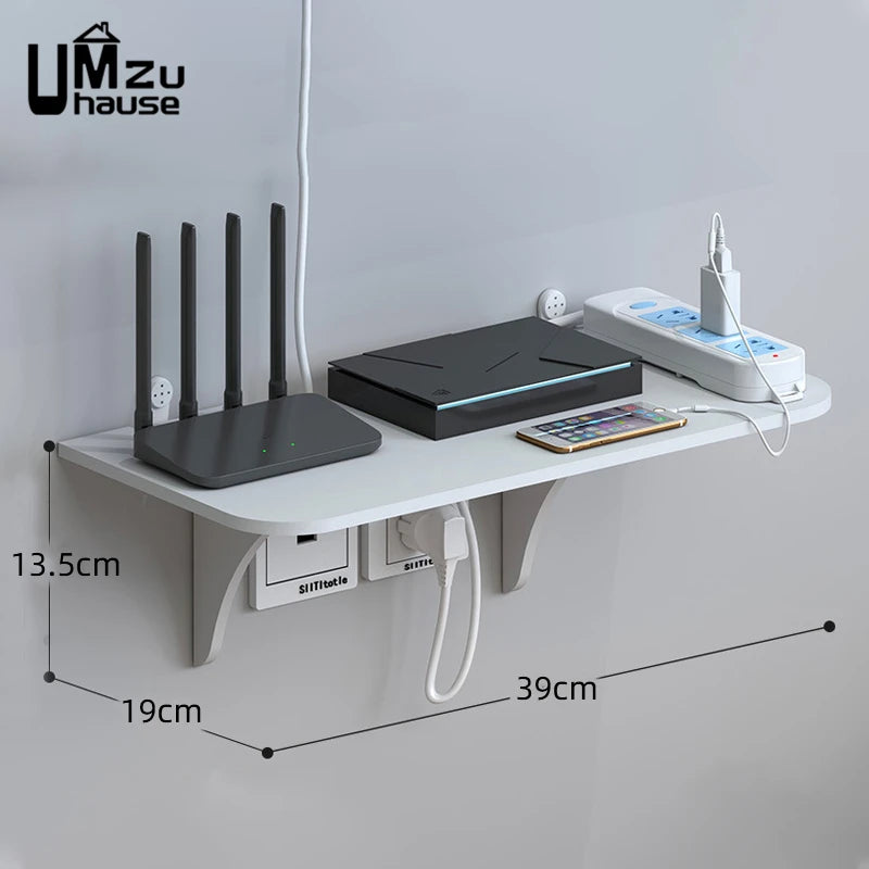 étagère flottante pour routeur et accessoires de rangement mural - vue 8 sur 8
