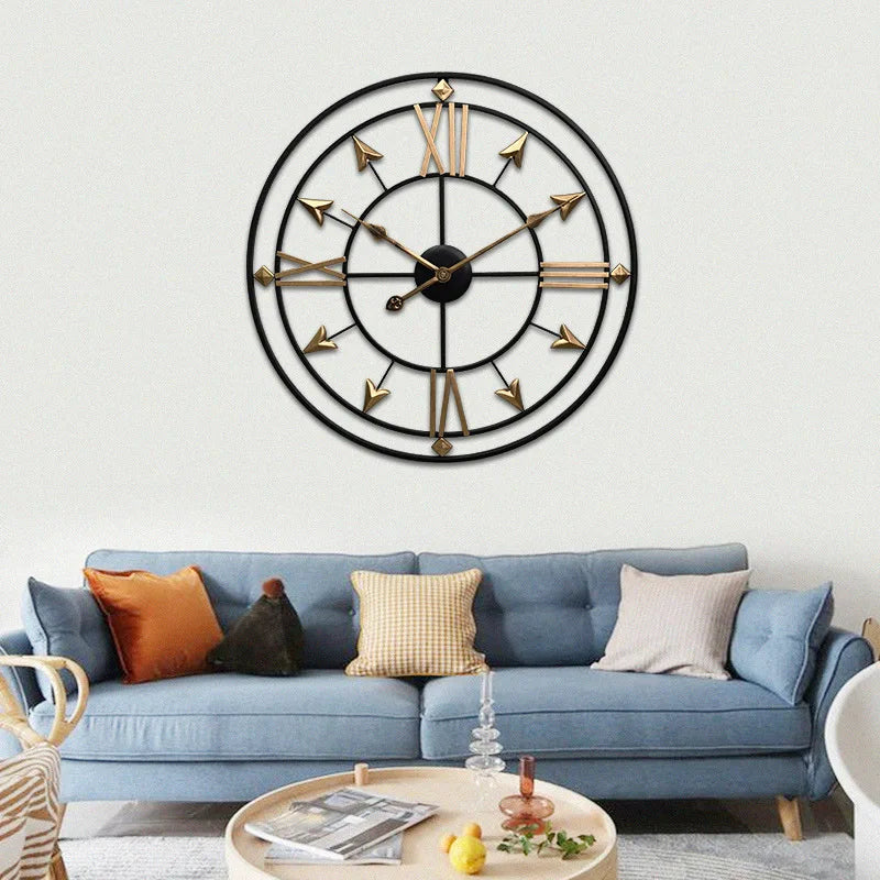 Wrought Iron Wall Clock for Living Room, Home Warm Decoration, Retro Silent Clock - vue 1 sur 7