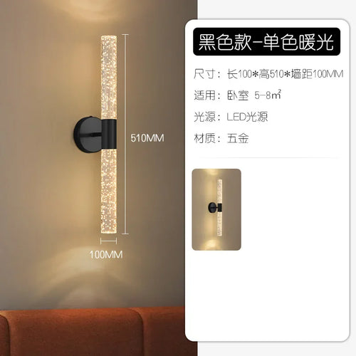 applique murale led double tête design minimaliste en cristal - vue 7 sur 9