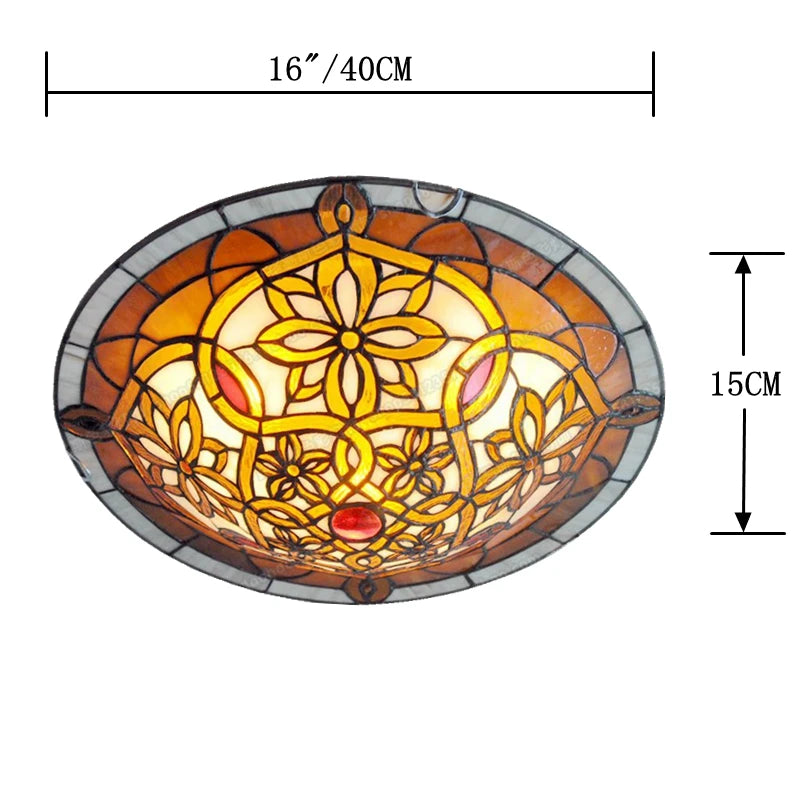 16 Inch European Twist Glass Ceiling Lamp Tiffany Style Bedroom Aisle Porch Balcony Lighting Antique LED Welding Art Lamp - vue 4 sur 6