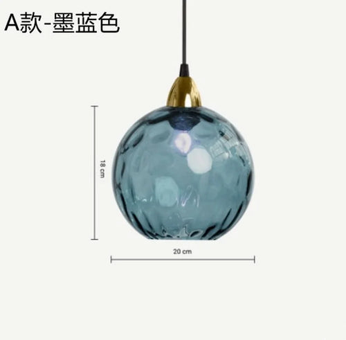 Lustre boule de verre coloré nordique lampes suspendues moderne Grain d'eau Restaurant cuisine luminaire suspendu chambre lampe de chevet - vue 17 sur 29